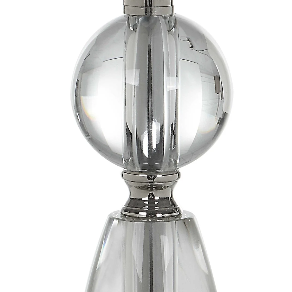 Uttermost Sceptre Crystal and Polished Nickel Buffet Lamp With White Linen Shade - Image 7