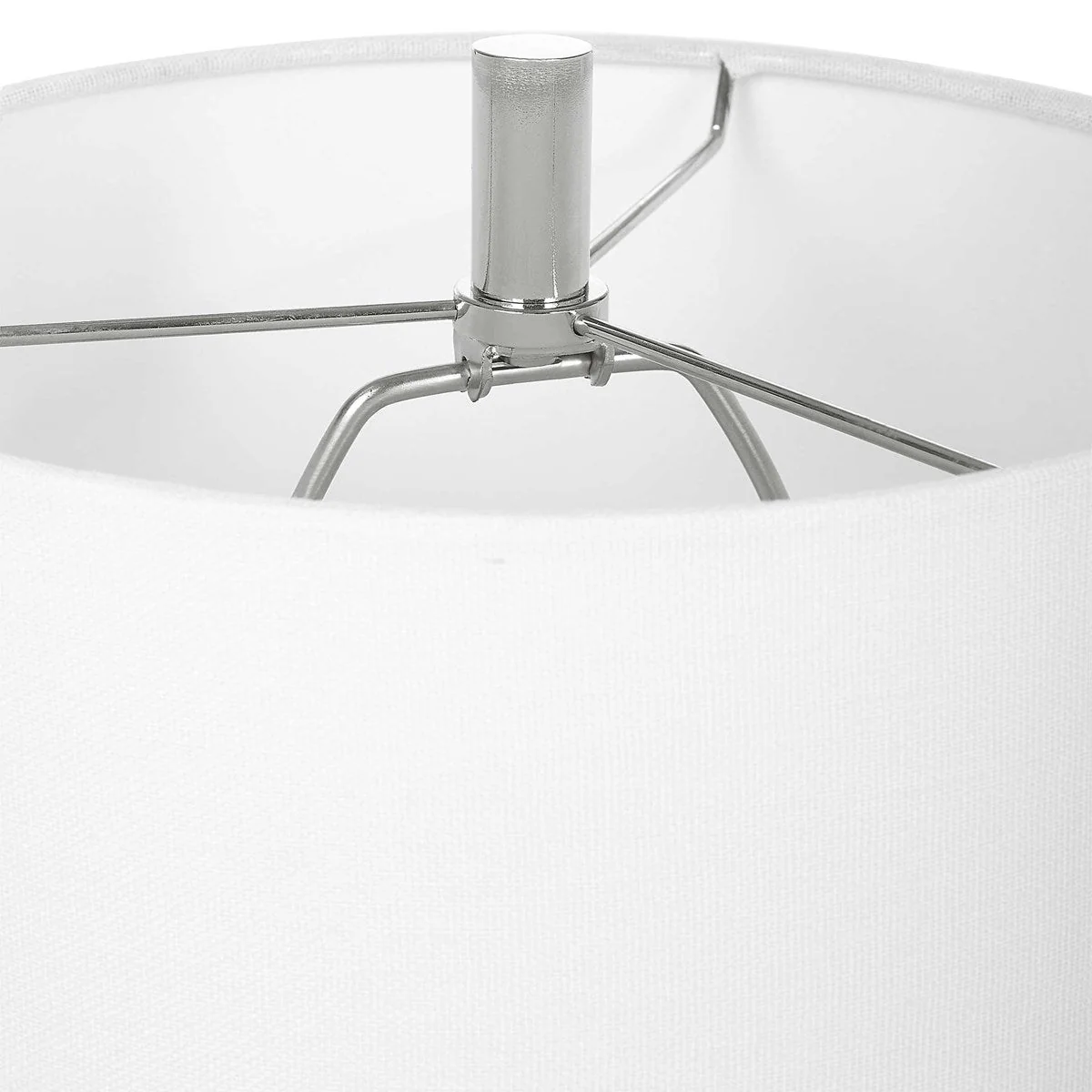 Uttermost Sceptre Crystal and Polished Nickel Buffet Lamp With White Linen Shade - Image 8