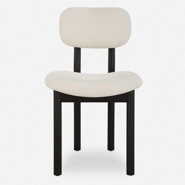 Uttermost Sculpt White Unholstered Fabric Set of 2 Dining Chairs - Image 2