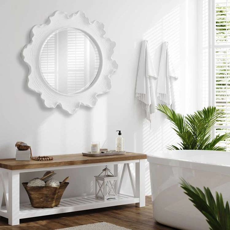 Uttermost Sea Coral White Round Mirror - Image 2
