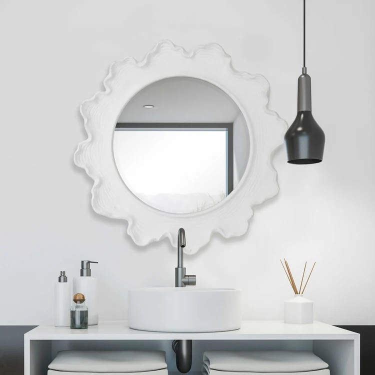 Uttermost Sea Coral White Round Mirror - Image 4