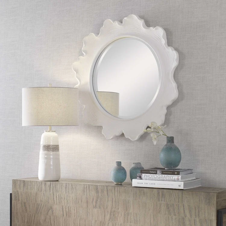 Uttermost Sea Coral White Round Mirror - Image 5