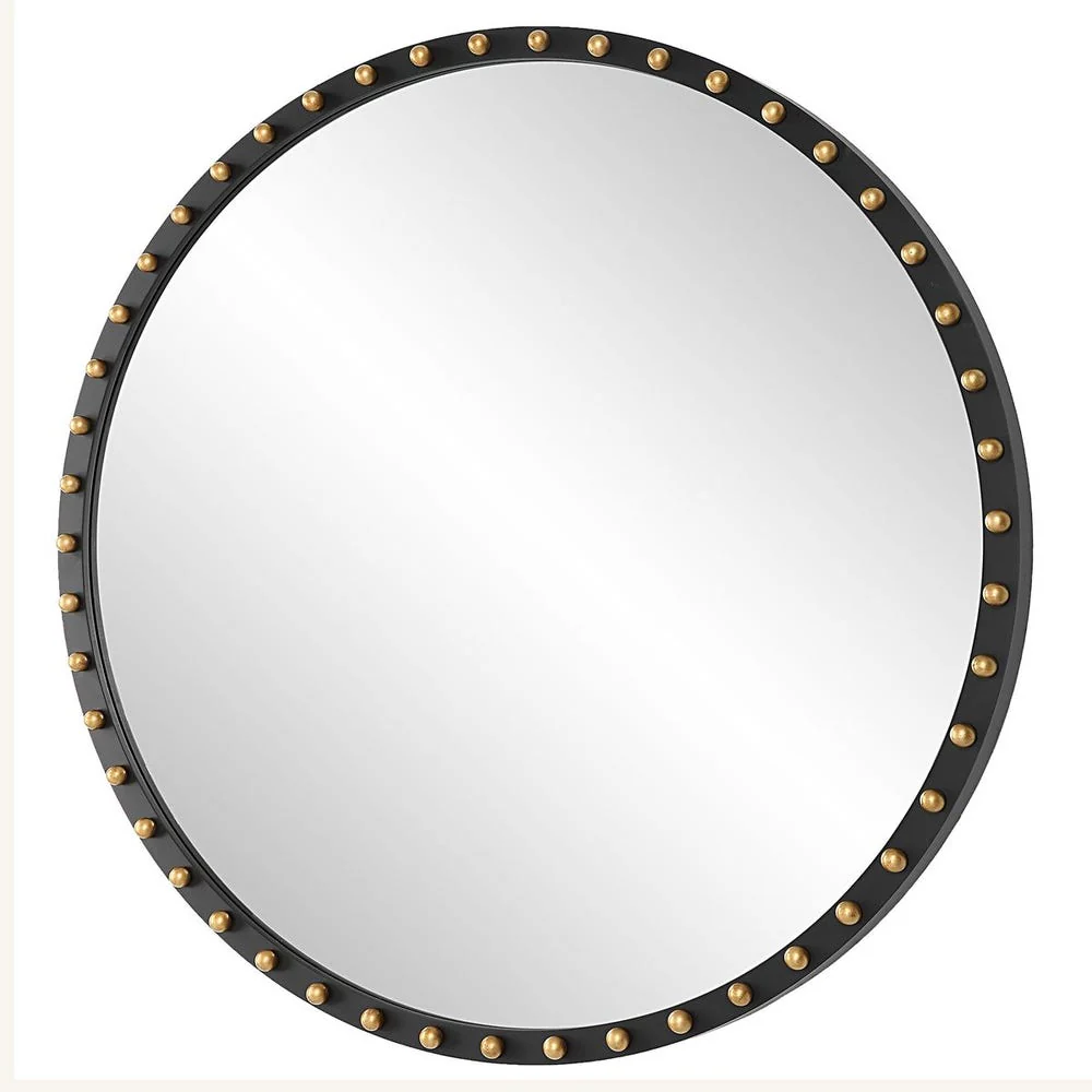 Uttermost Sele Matte Black Oversized Round Mirror - Image 3
