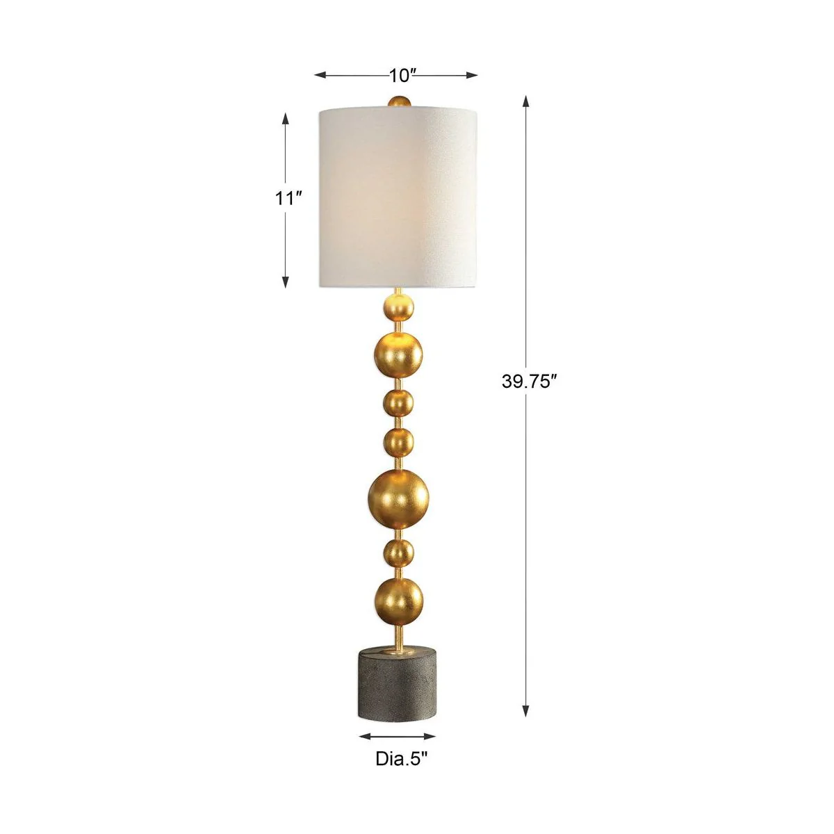 Uttermost Selim Metallic Gold Leaf Buffet Lamp With White Linen Shade - Image 3