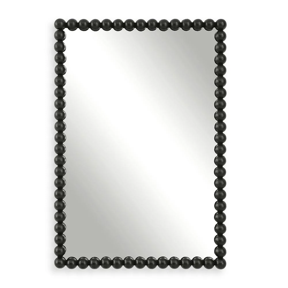 Uttermost Serna Beaded Satin Black Vanity Mirror - Image 4