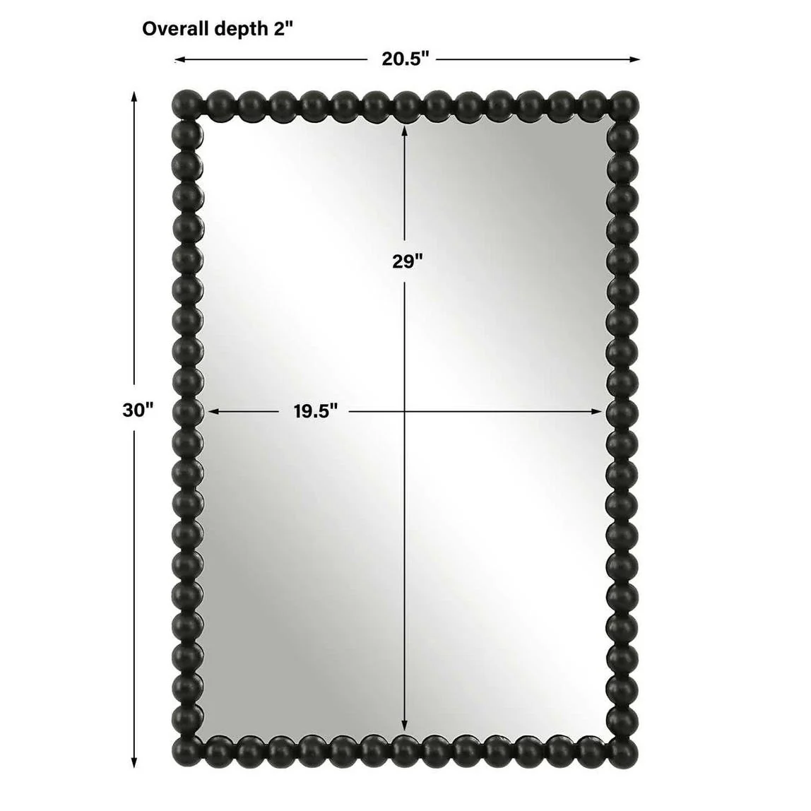 Uttermost Serna Beaded Satin Black Vanity Mirror - Image 6