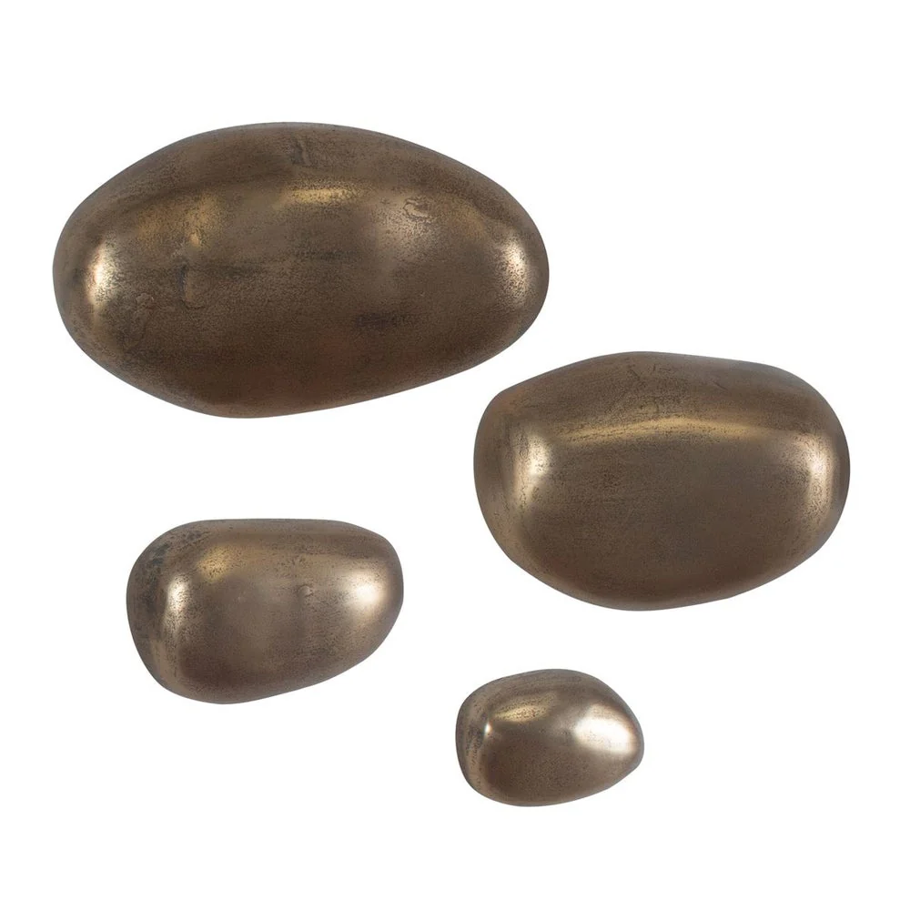 Uttermost Set In Stone Set of 4 Antiqued Brass Stone Wall Decor ~ Indoor and Outdoor Use - Image 2