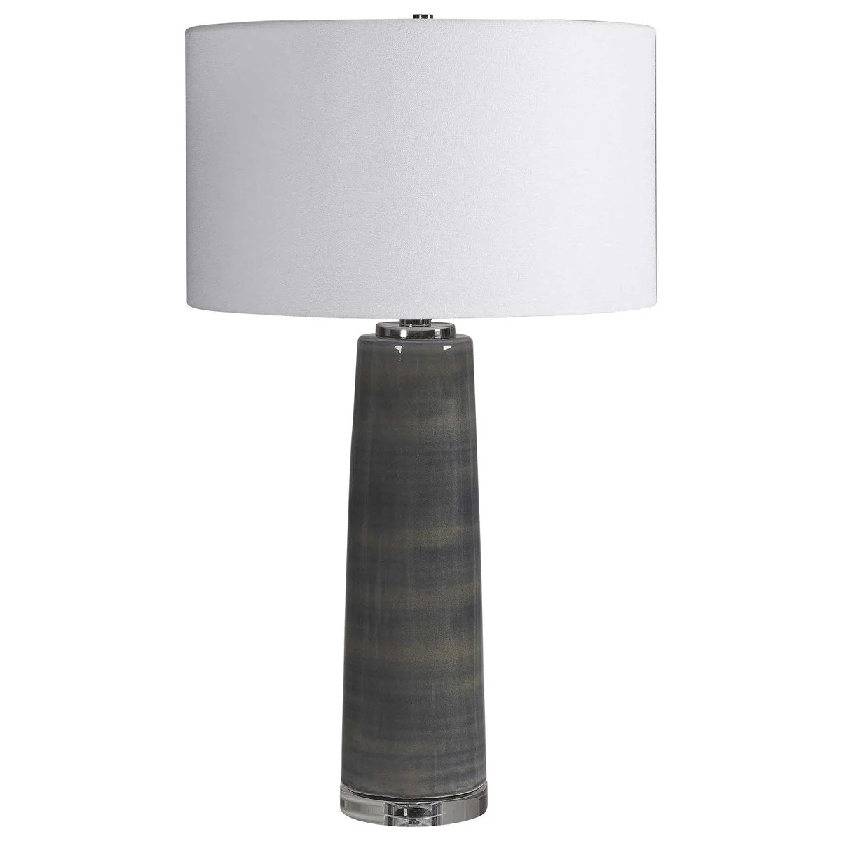 Uttermost Seurat Charcoal Gray Ceramic Table Lamp With White Linen Shade - Image 4