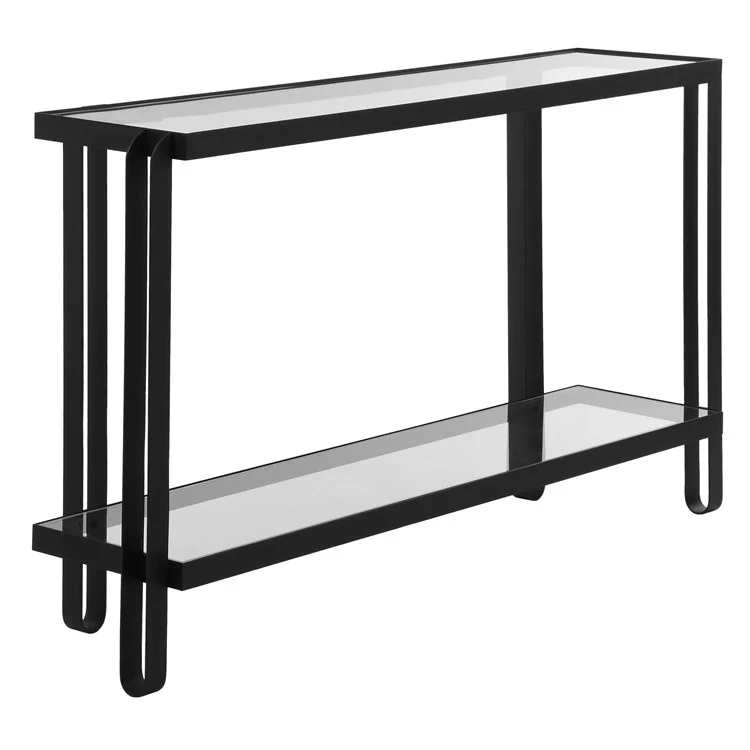 Uttermost Shadow Glass and Black Iron Modern Console Table - Image 4