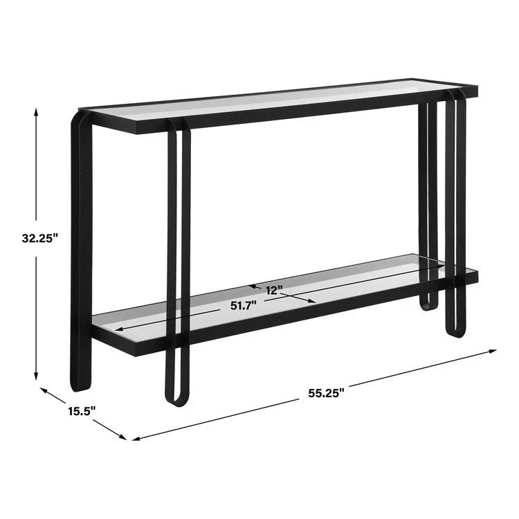 Uttermost Shadow Glass and Black Iron Modern Console Table - Image 9