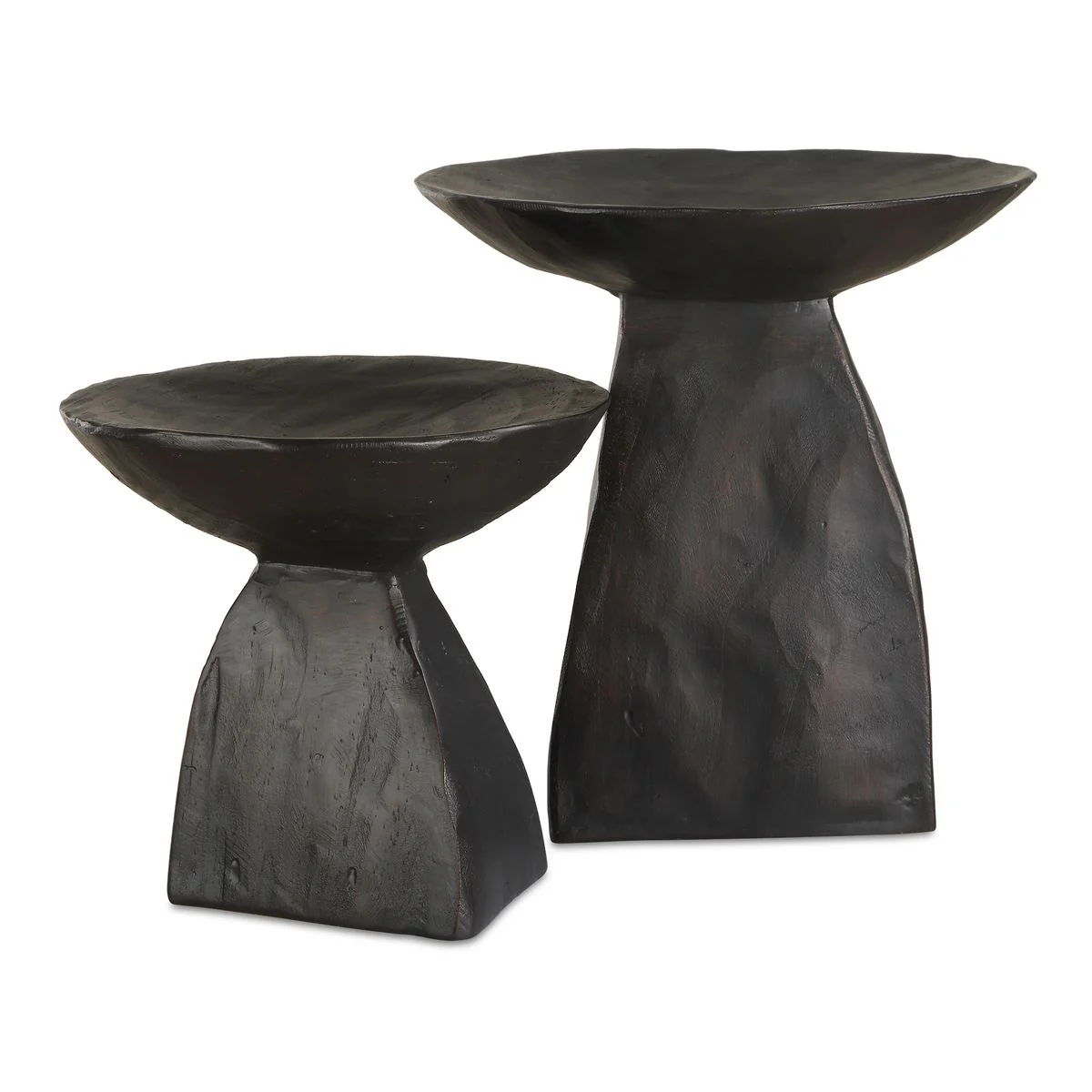 Uttermost Shadow Dark Brown Pedestal Bowls ~ Set Of 2 - Image 3