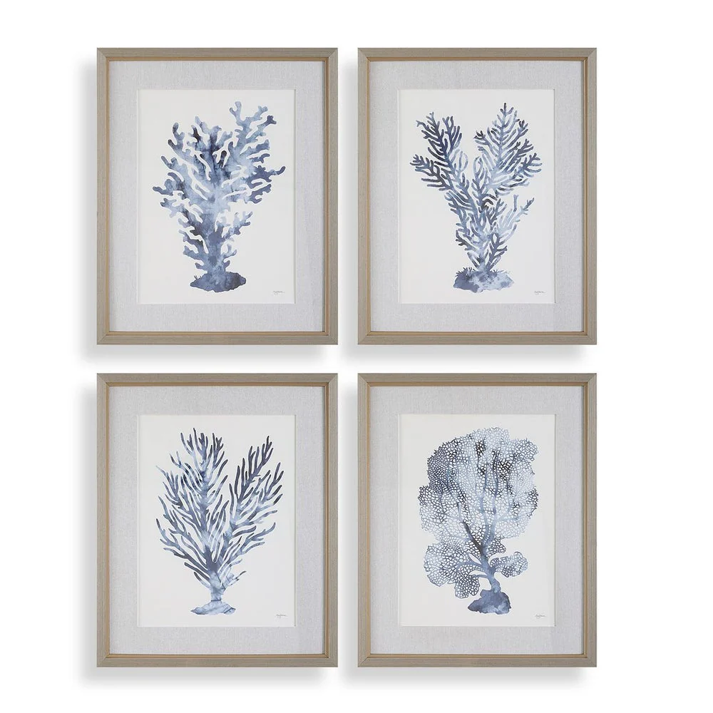 Uttermost Shibori Coral Set of 4 Framed Prints - Image 3