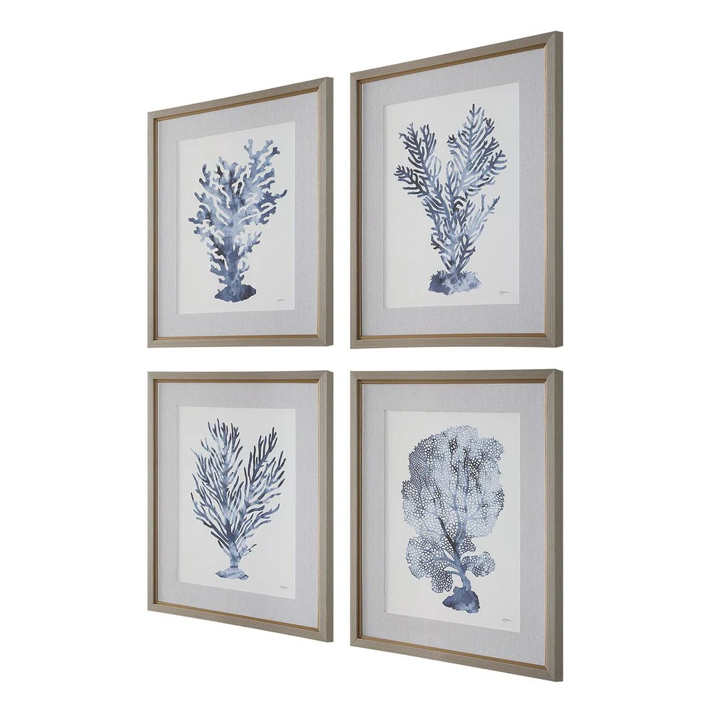 Uttermost Shibori Coral Set of 4 Framed Prints - Image 4