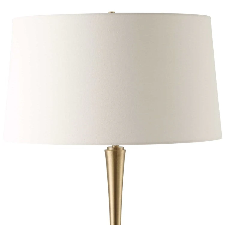 Uttermost Shino Antique Brass Iron Floor Lamp With White Linen Shade - Image 5