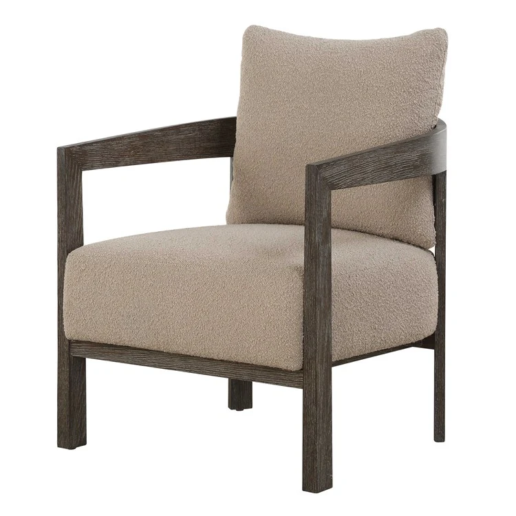 Uttermost Sienna Sand Boucle Fabric Barrel Back Accent Chair - Image 4