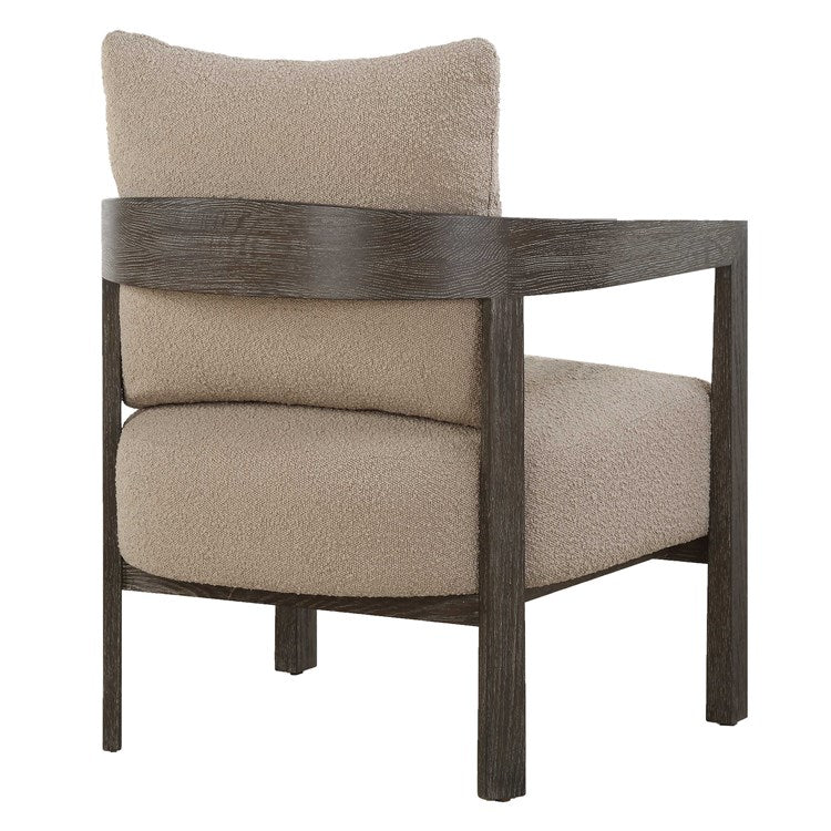 Uttermost Sienna Sand Boucle Fabric Barrel Back Accent Chair - Image 5