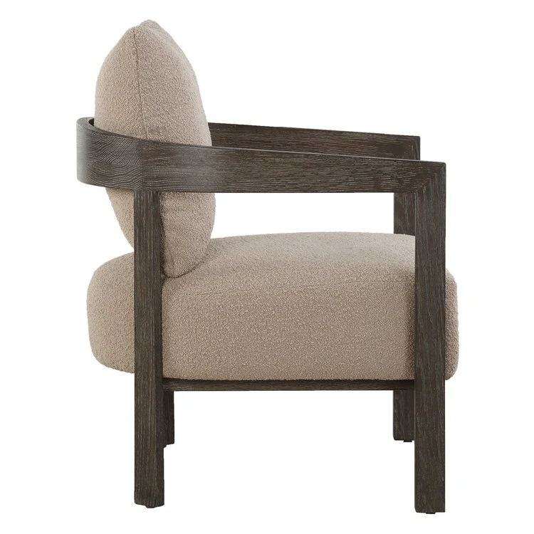 Uttermost Sienna Sand Boucle Fabric Barrel Back Accent Chair - Image 6
