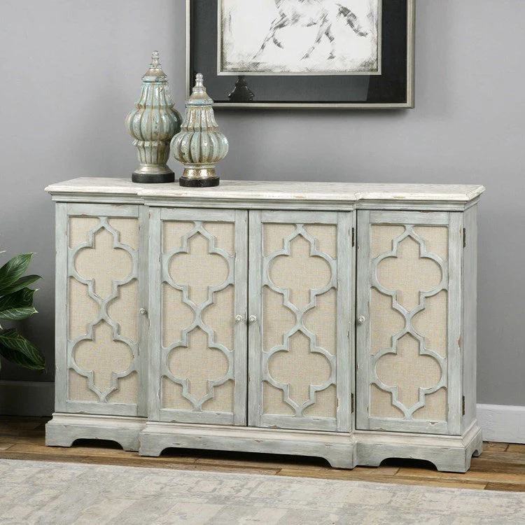 Uttermost Sophie Sea Gray 4 Door Cabinet - Image 4