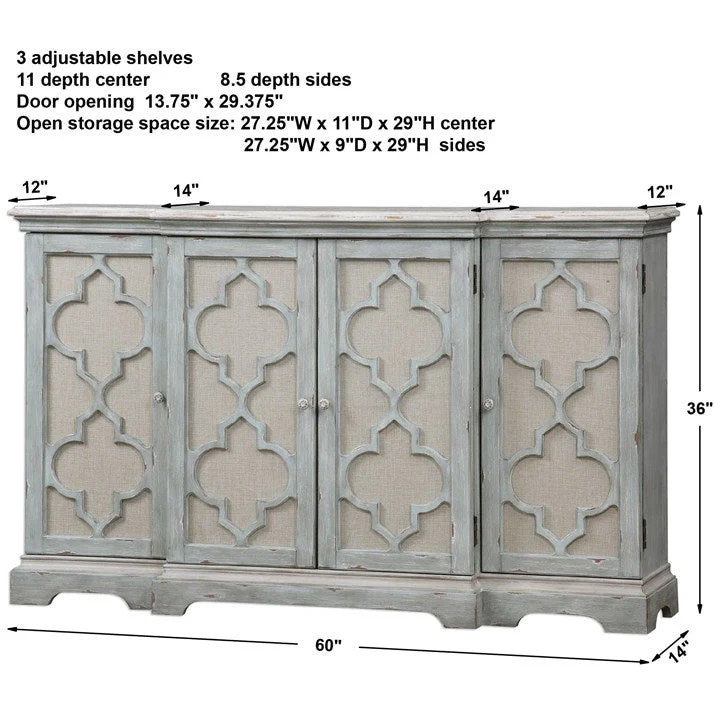 Uttermost Sophie Sea Gray 4 Door Cabinet - Image 7