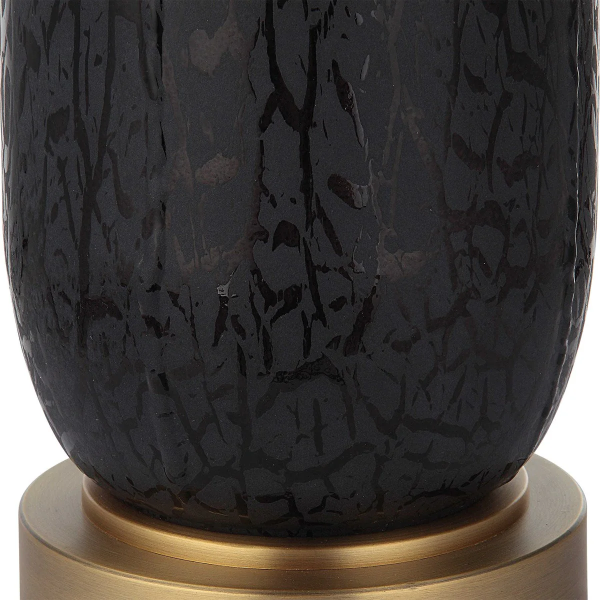 Uttermost Spyglass Matte Black Glass Table Lamp With Light Beige Linen Shade - Image 7