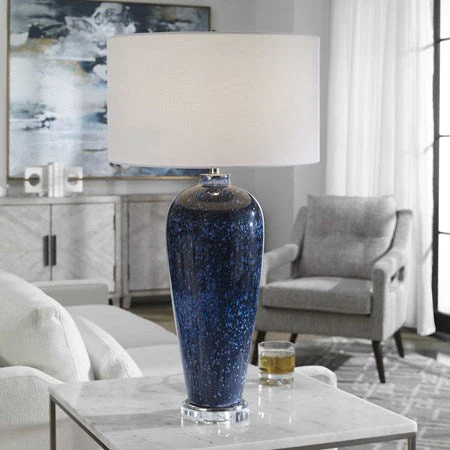 Uttermost Stargazer Cobalt Blue Glass Table Lamp With White Shade - Image 3