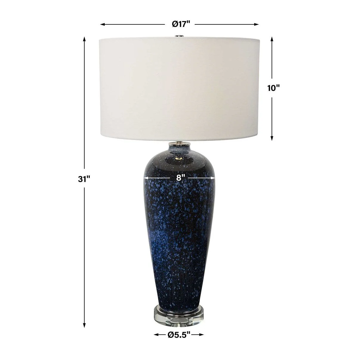 Uttermost Stargazer Cobalt Blue Glass Table Lamp With White Shade - Image 8