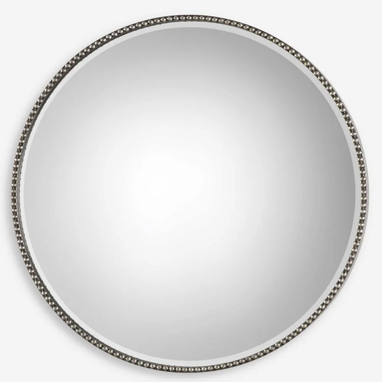 Uttermost Stefania Antiqued Silver Leaf Round Mirror - Image 2