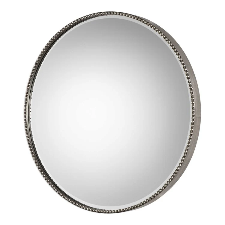 Uttermost Stefania Antiqued Silver Leaf Round Mirror - Image 3