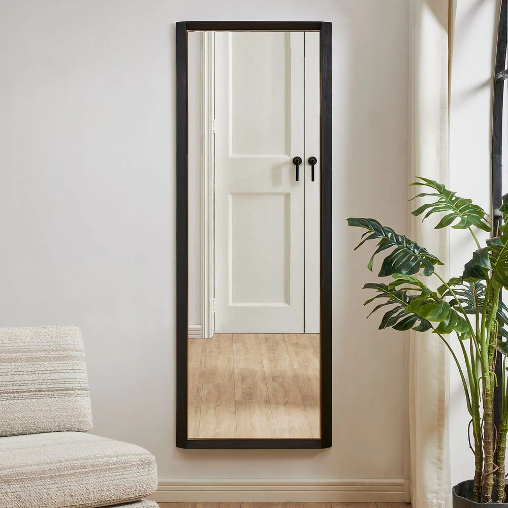 Uttermost Stenton Sleek Black With Gold Plated Inner Edge Tall Mirror