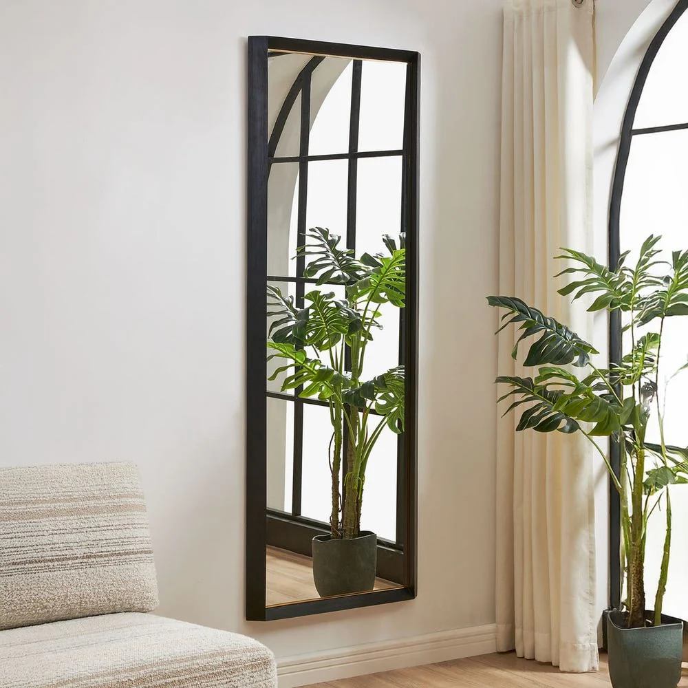 Uttermost Stenton Sleek Black With Gold Plated Inner Edge Tall Mirror - Image 2