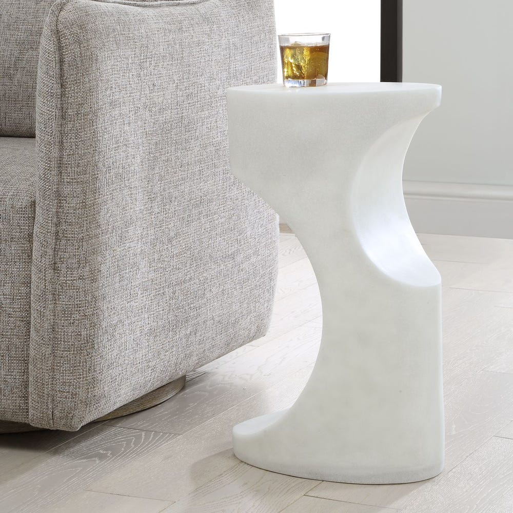 Uttermost Stevie White Stone Accent Table ~ Indoor & Outdoor Use - Image 2