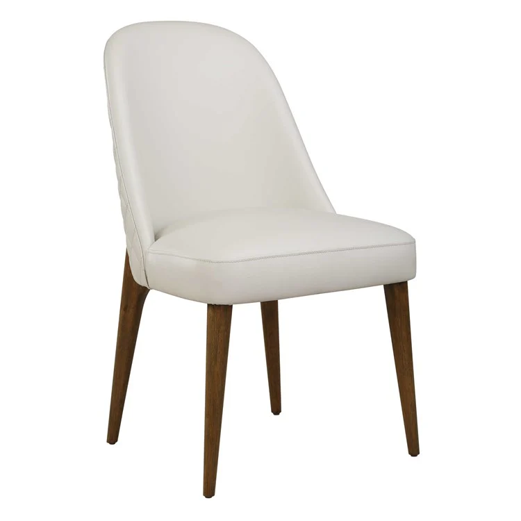 Uttermost Stiches Diamond Tufted Back Ecru Pebbled Faux Leather Set of Dining Chairs - Image 4