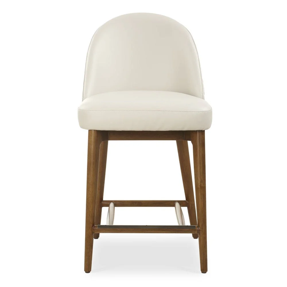 Uttermost Stiches Ecru Pebbled Leather Diamond Tufted Counter Stool - Image 3