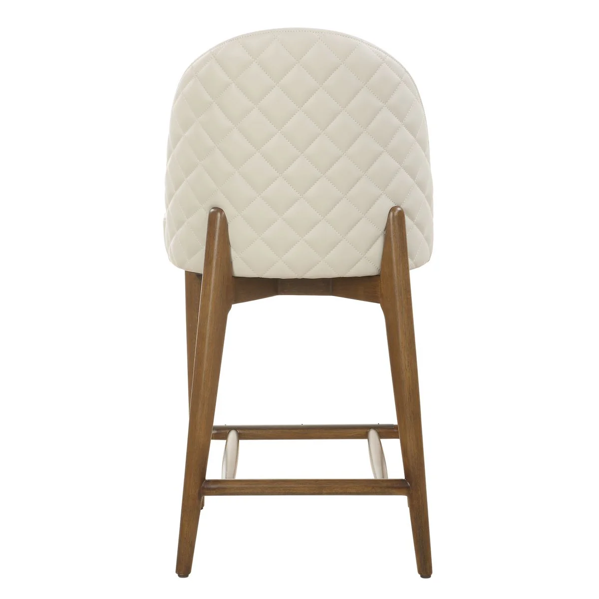 Uttermost Stiches Ecru Pebbled Leather Diamond Tufted Counter Stool - Image 5