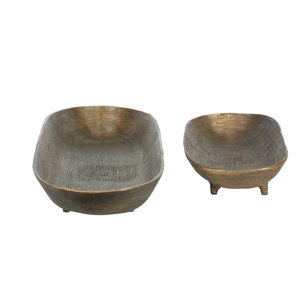 Uttermost Stratum Set of 2 Antique Brass Oval Bowls - Image 4