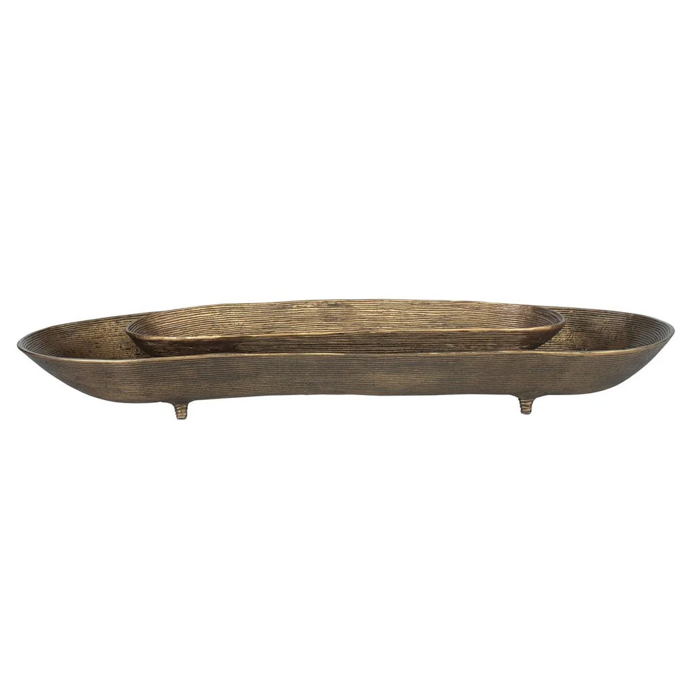 Uttermost Stratum Set of 2 Antique Brass Oval Bowls - Image 5