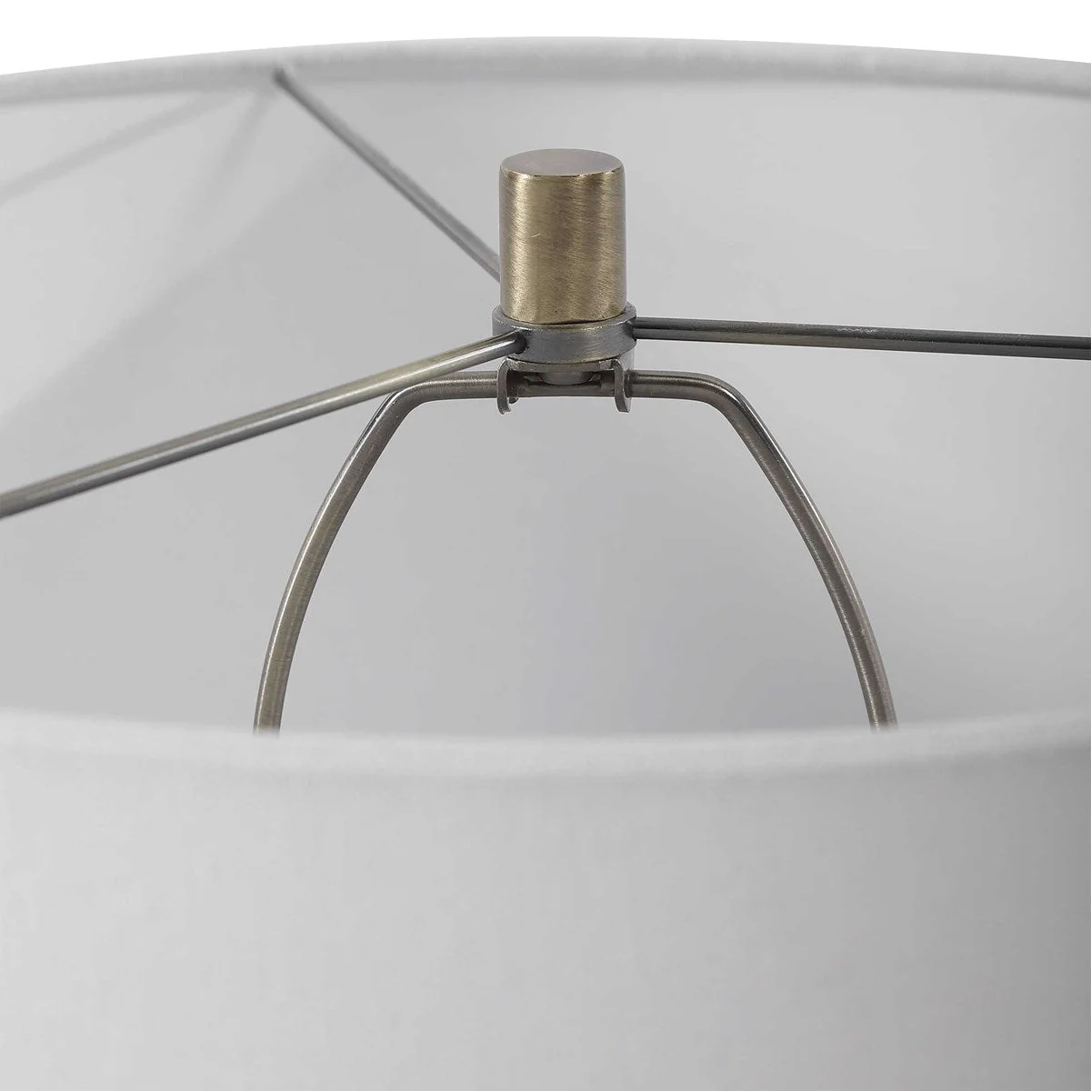 Uttermost Strauss Gloss White Glazed Ceramic Table Lamp With Linen Shade - Image 7