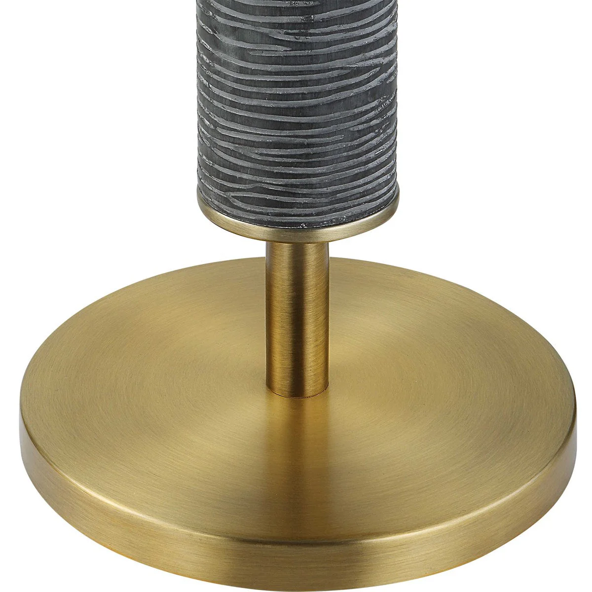 Uttermost Summit Gray Black and Antique Brass Floor Lamp With White Linen Shade - Image 6