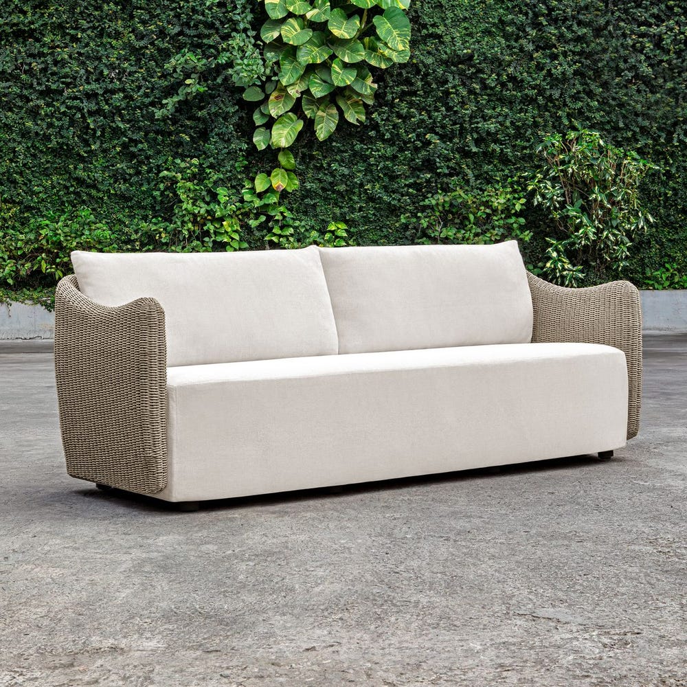 Uttermost Sunset Outdoor Sofa ~ Twisted Oatmeal All- Weather Wicker