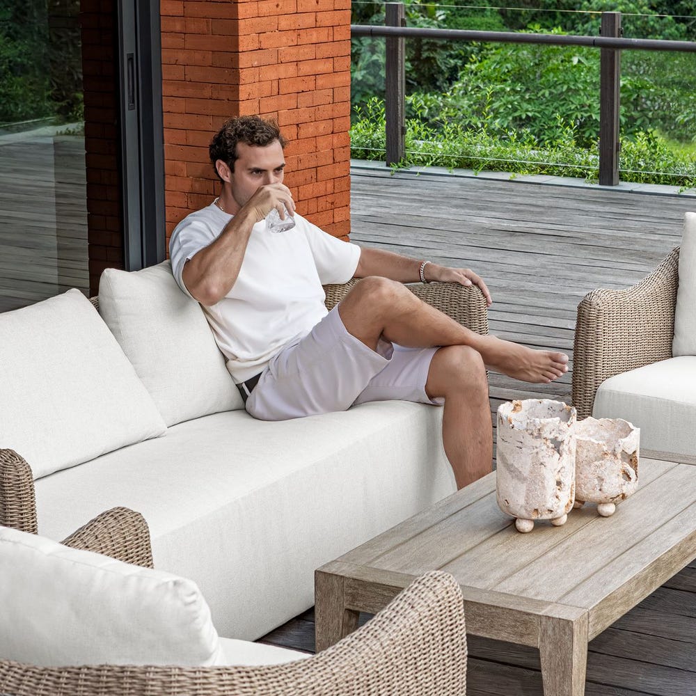 Uttermost Sunset Outdoor Sofa ~ Twisted Oatmeal All- Weather Wicker - Image 5