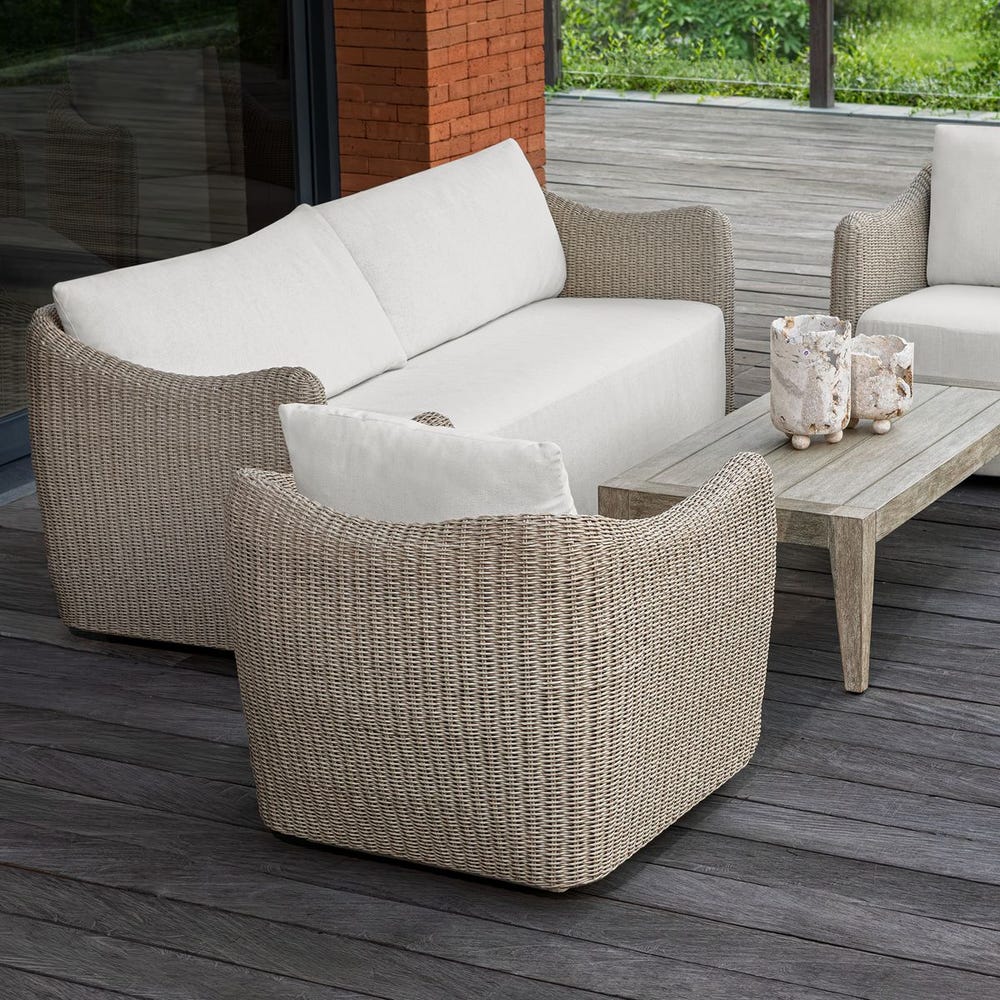 Uttermost Sunset Outdoor Sofa ~ Twisted Oatmeal All- Weather Wicker - Image 7