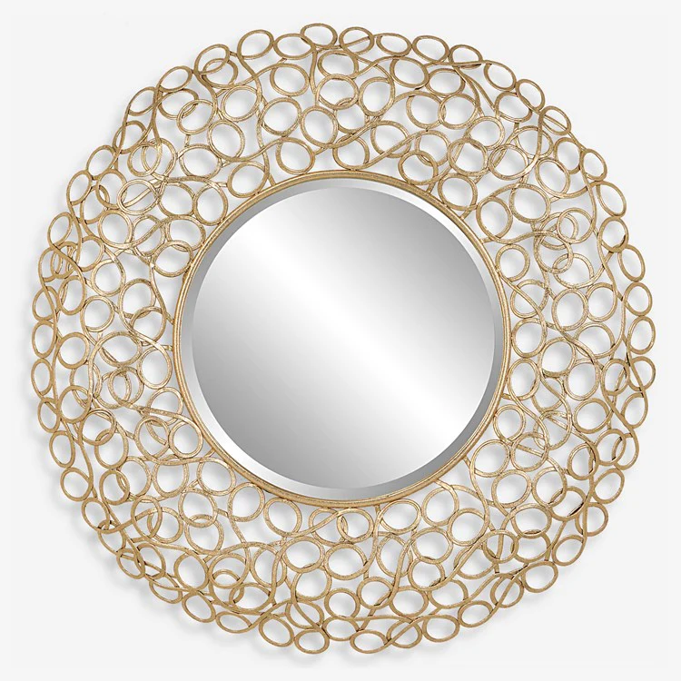 Uttermost Swirl Gold Leaf Iron Round Mirror - Image 2