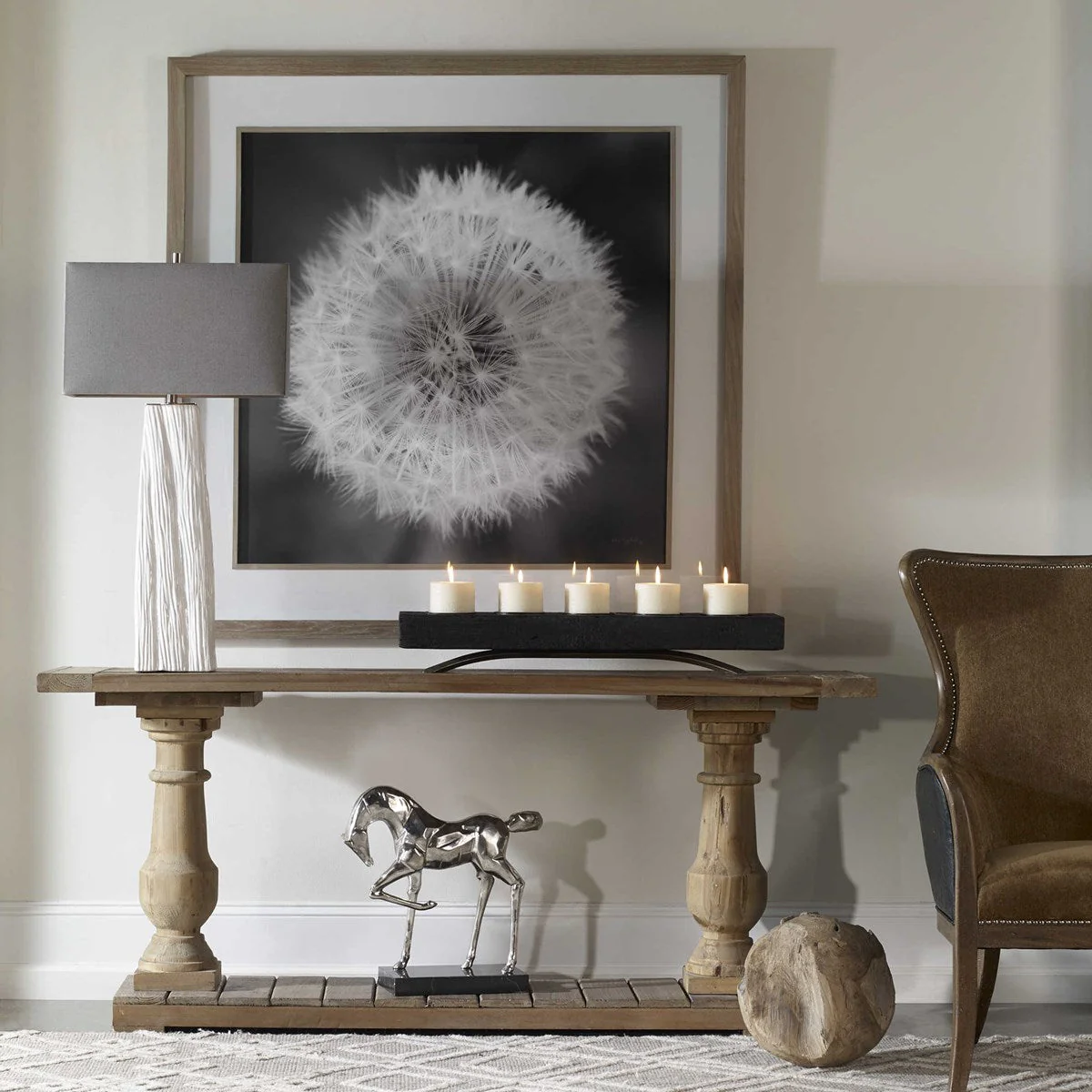 Uttermost Sycamore Gloss White Ceramic Table Lamp With Gray Linen Shade - Image 4