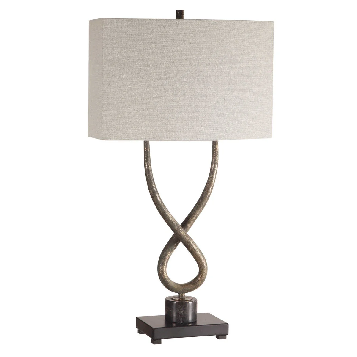 Uttermost Talema Aged Silver Table Lamp With Beige Linen Shade - Image 5