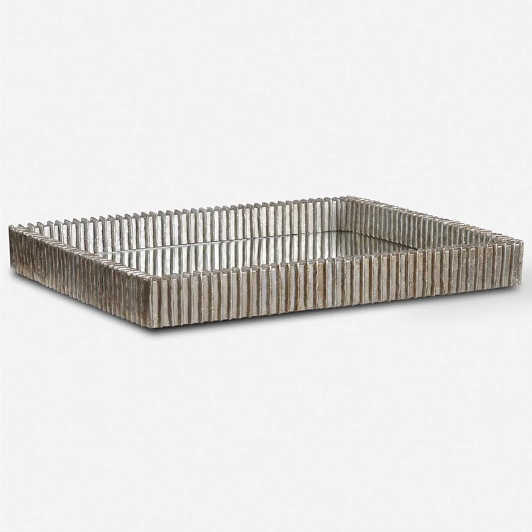 Uttermost Talmage Silver Leaf Mirrored Contemporary Tray - Image 2