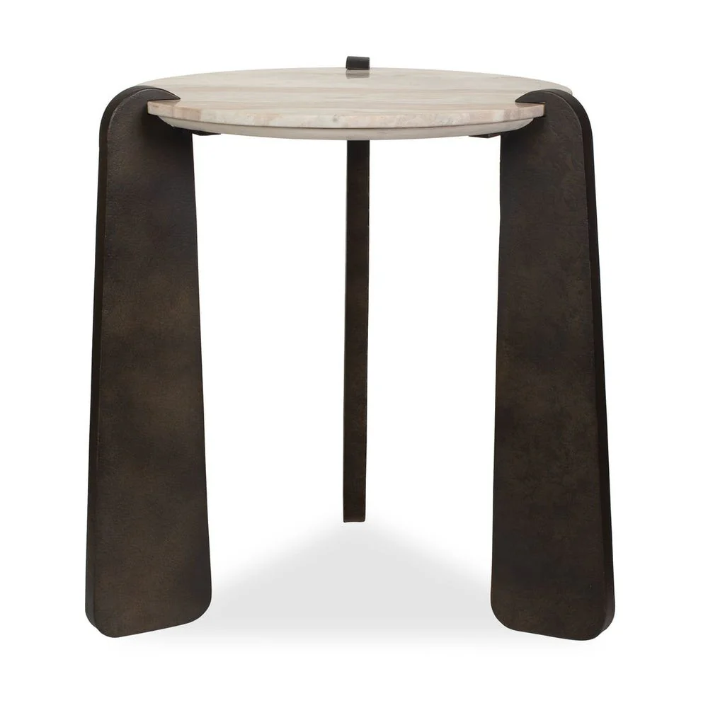 Uttermost Talud Textured Iron With Marble Top Side Table
