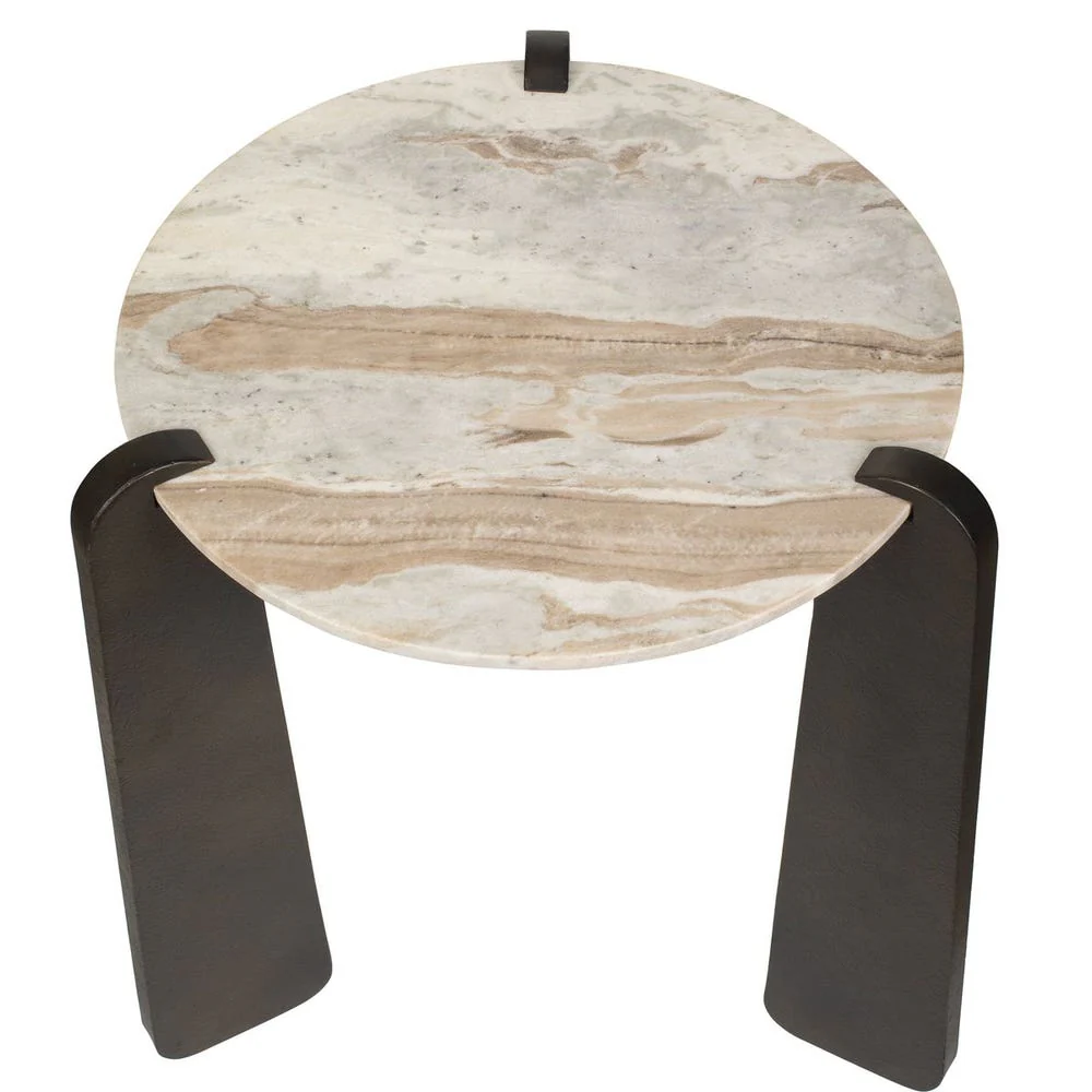 Uttermost Talud Textured Iron With Marble Top Side Table - Image 3