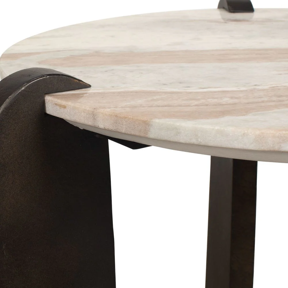 Uttermost Talud Textured Iron With Marble Top Side Table - Image 4