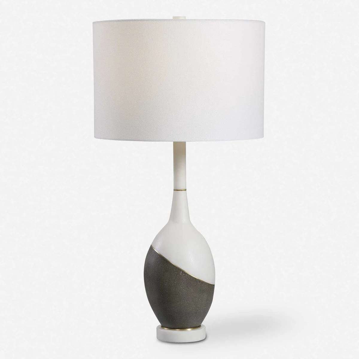 Uttermost Tanali Charcoal and Polished White Table Lamp With White Shade - Image 4