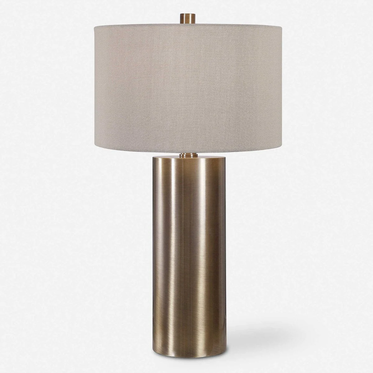 Uttermost Taria Antiqued Brushed Brass Table Lamp With Beige Linen Shade - Image 3